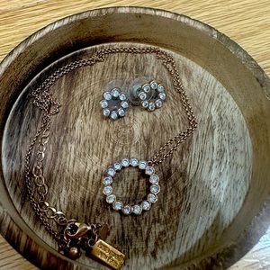 Kate spade rose gold earrings and necklace set